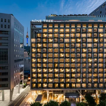 Illuminated exterior of Nine Tree by Parnas Seoul Myeongdong II