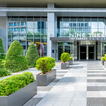 Landscaped walkway leading to the entrance of Nine Tree Myeongdong II